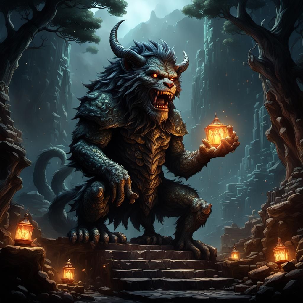 Dark Fantasy Masterpiece with Volumetric Lighting