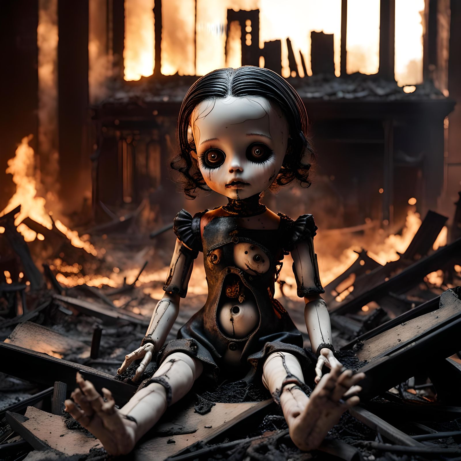 Haunted Post-Apocalyptic Gothic Interior in HR Giger Style