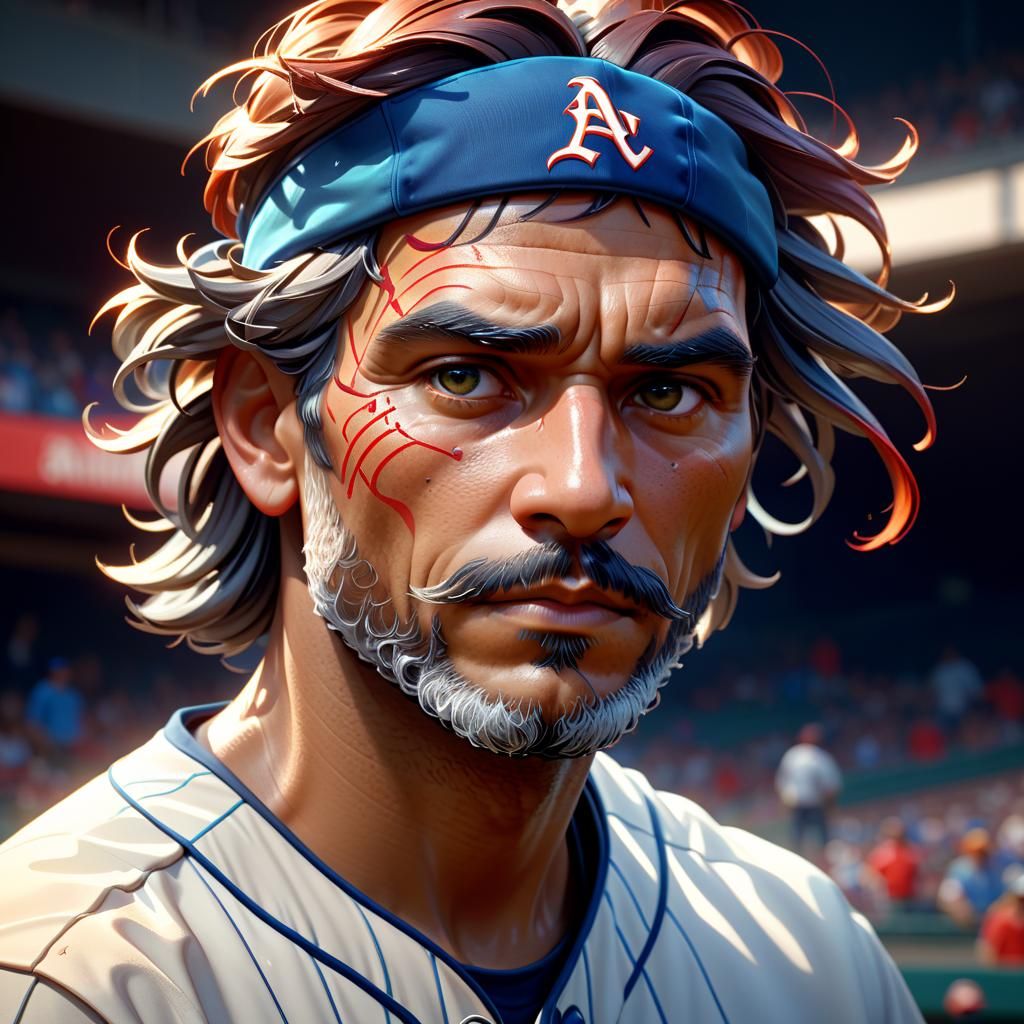 Hyperdetailed Baseball Player Portrait in Volumetric Lightin...