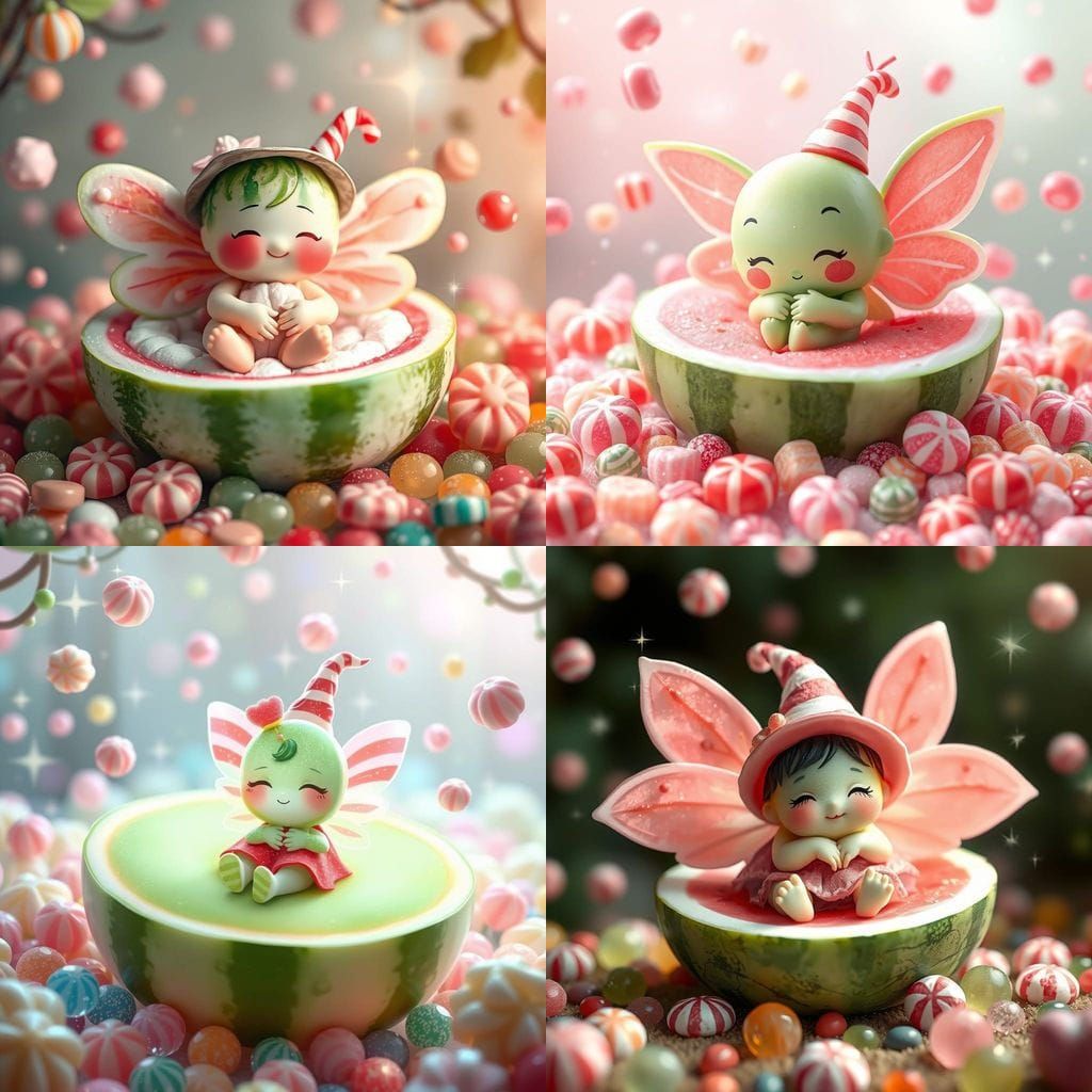 Watermelon Fairy Witch on Marshmallow Bed