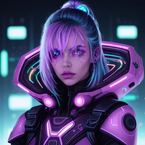 Cyberpunk Baby Portrait with Neon Lights