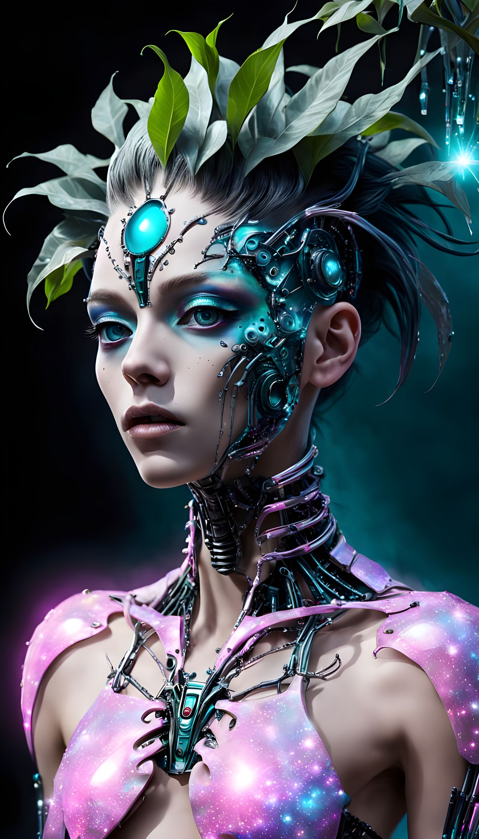 Androgynous Deity with Internal Light, in Glitchcore Style