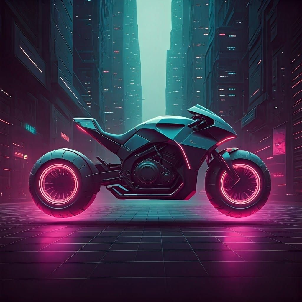 Cyberpunk Hover Bike in Neon Metropolis