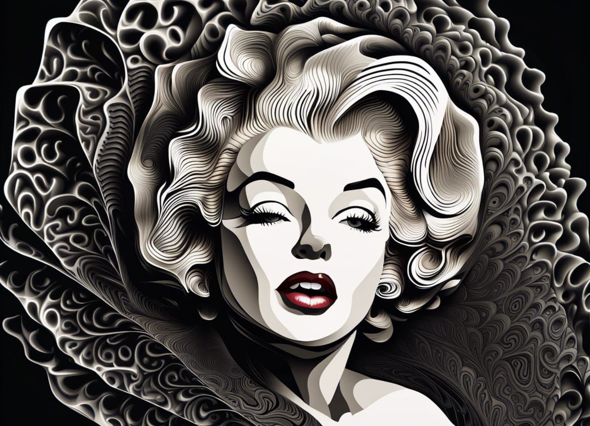 Abstract Fractal of Marilyn Monroe in Zentangle Style