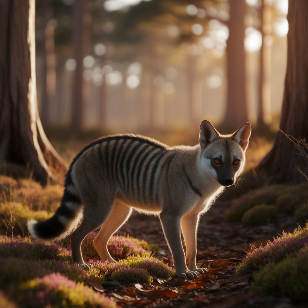 Thylacine in Tasmanian Wilderness: National Geographic Style