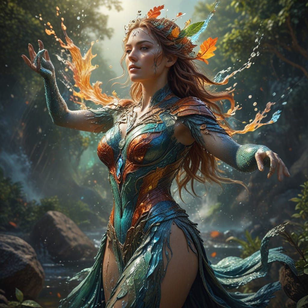 The Elemental Goddess: A Hyperrealistic Masterpiece
