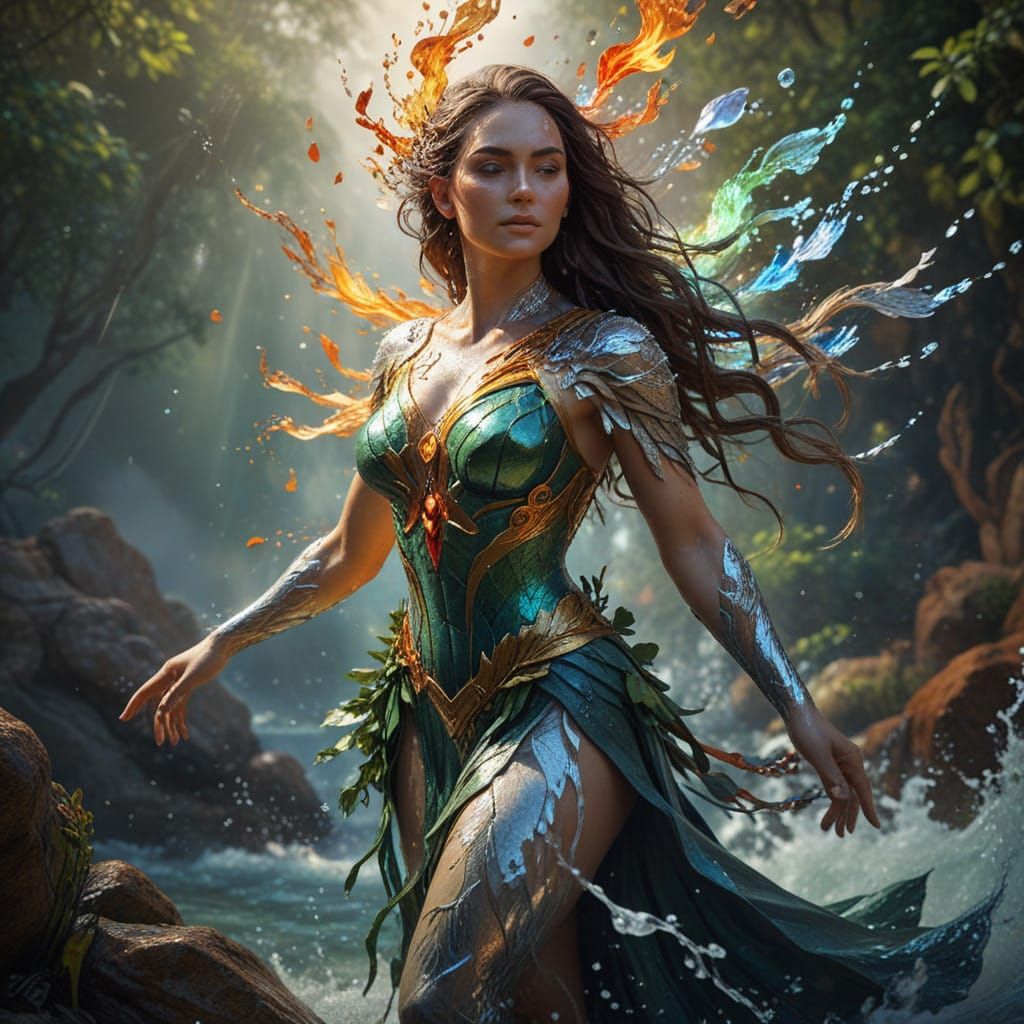 Nature's Goddess in Vibrant Hyperrealism