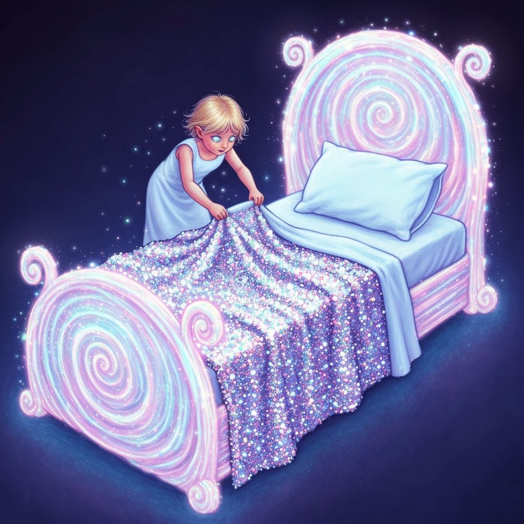 A child arranges the sheets: