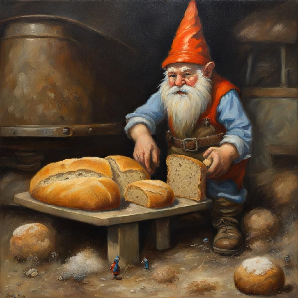 Bread Mold Gnomes Dust: Oil Painting by James Gurney