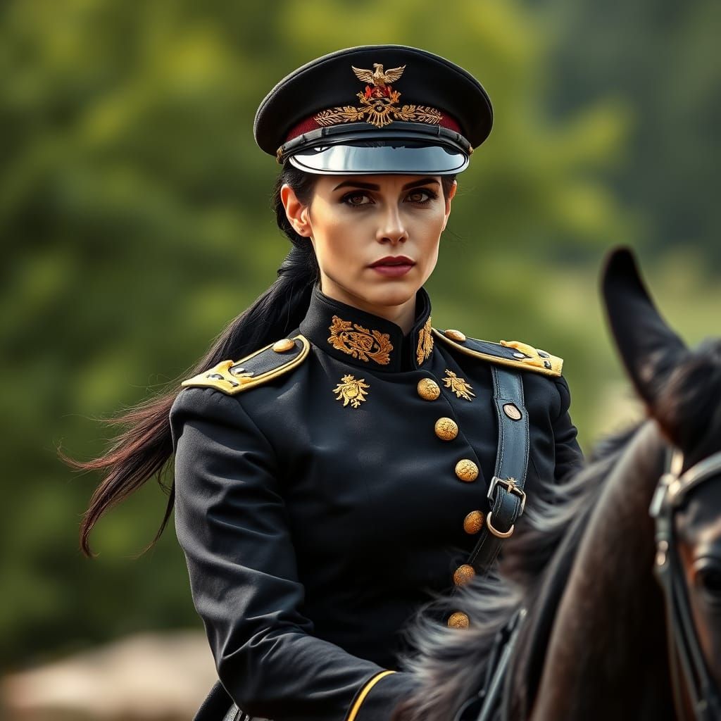 Elegant Warrior on Horseback, in a Classical Military Portra...