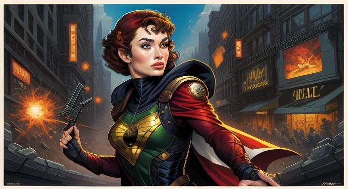 Comic Book Art of Woman Browsing Pictures