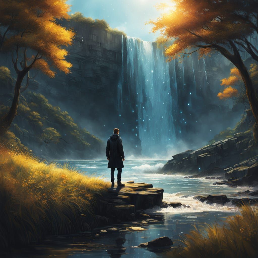 Dramatic Concept Art Figure on Cliff Edge