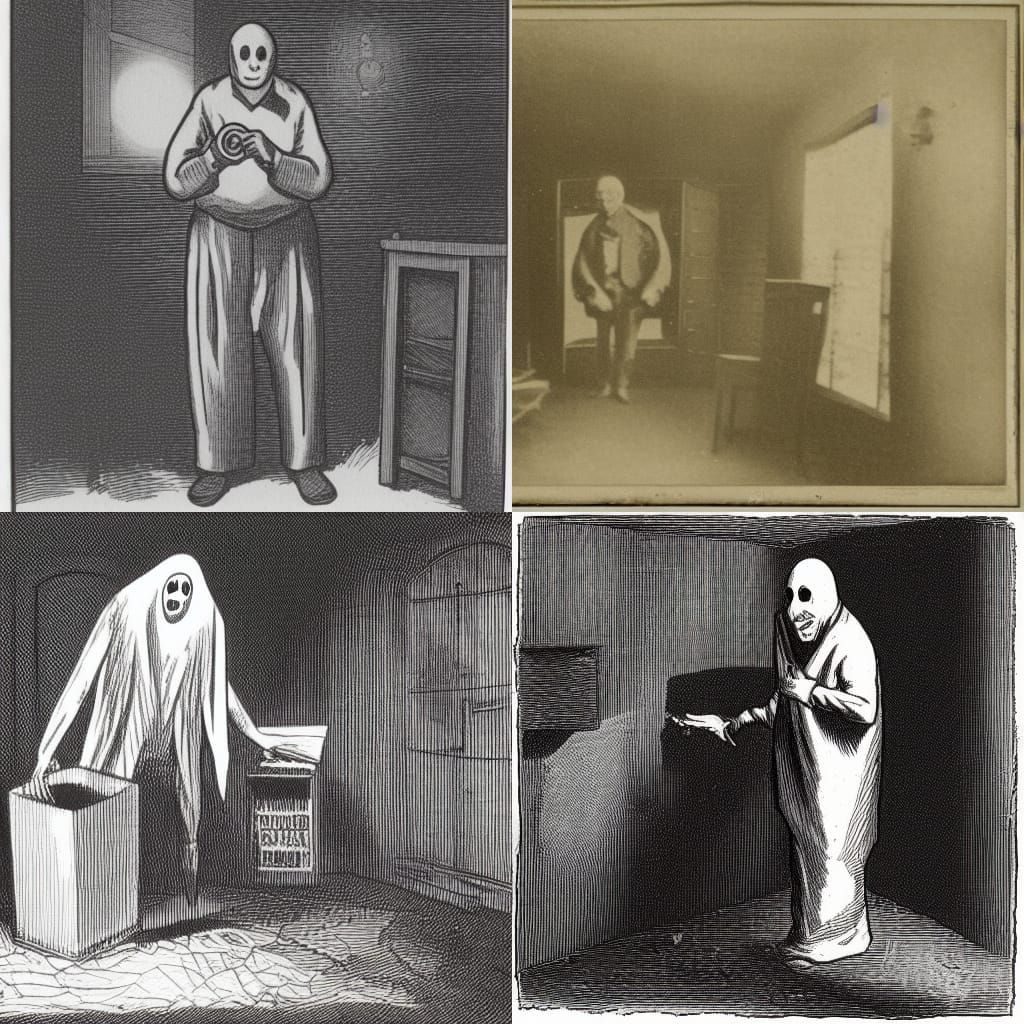 Ethereal Ghost Holding Cryptex in Basement