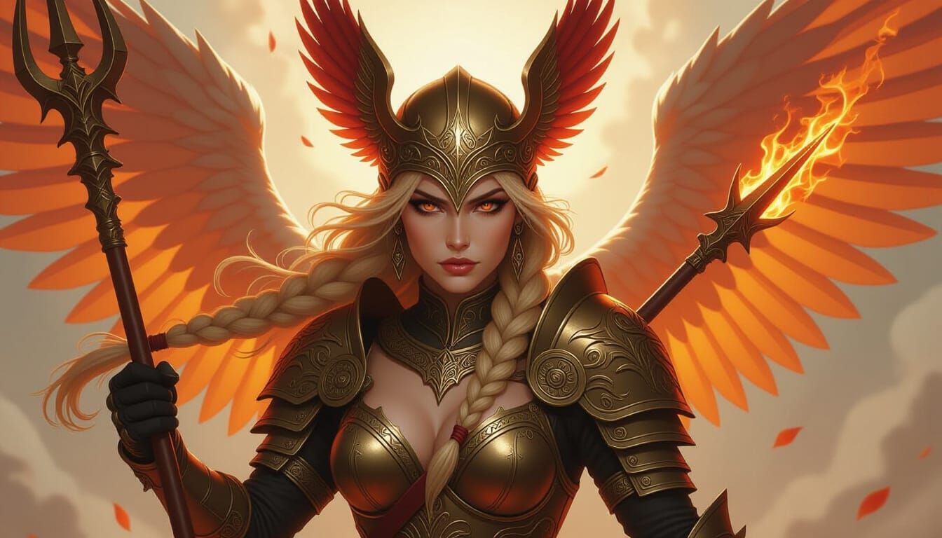 Ember Valkyrie Warrior with Flaming Spear