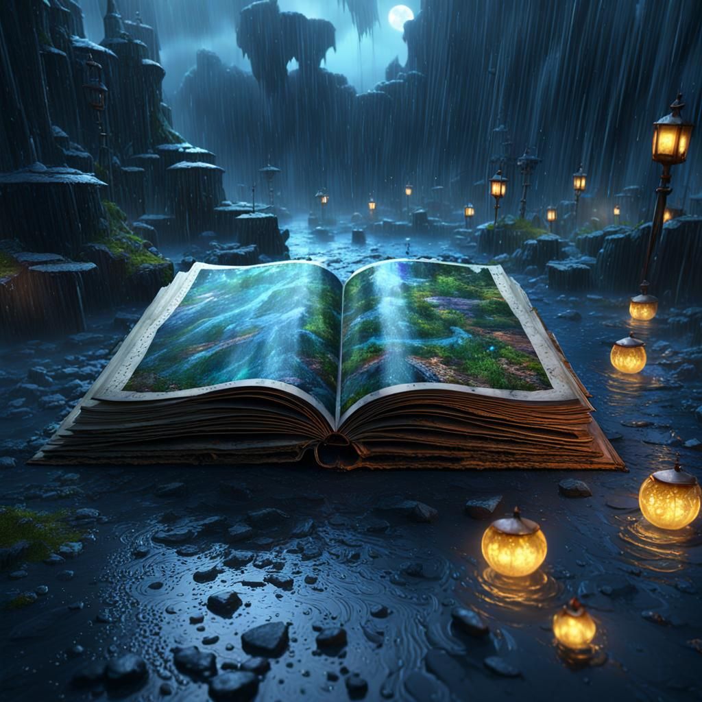 Forgotten Pages in Rain: Detailed Matte Painting