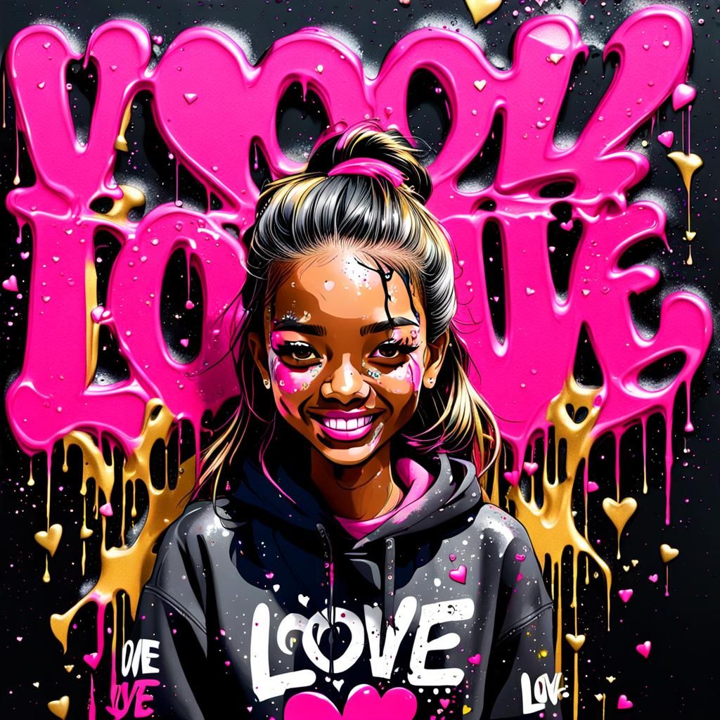 Eye-Catching Graffiti Art with Glossy Text and Liquid Splash...