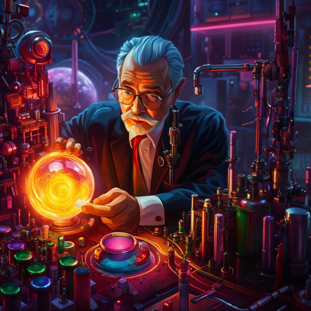 Hyperrealistic Scientist Experimenting with Quantum Computer