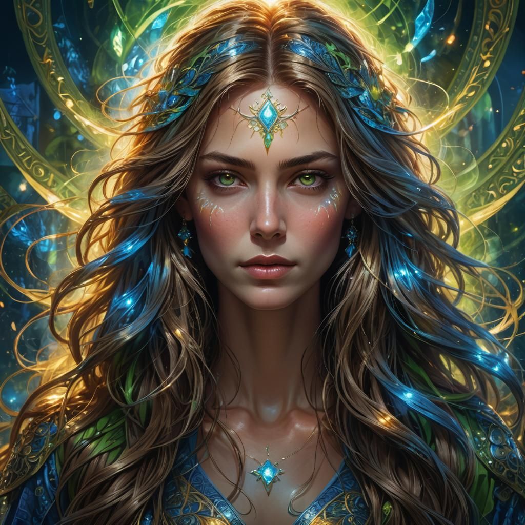 Magical Woman Portrait in Art Nouveau Style