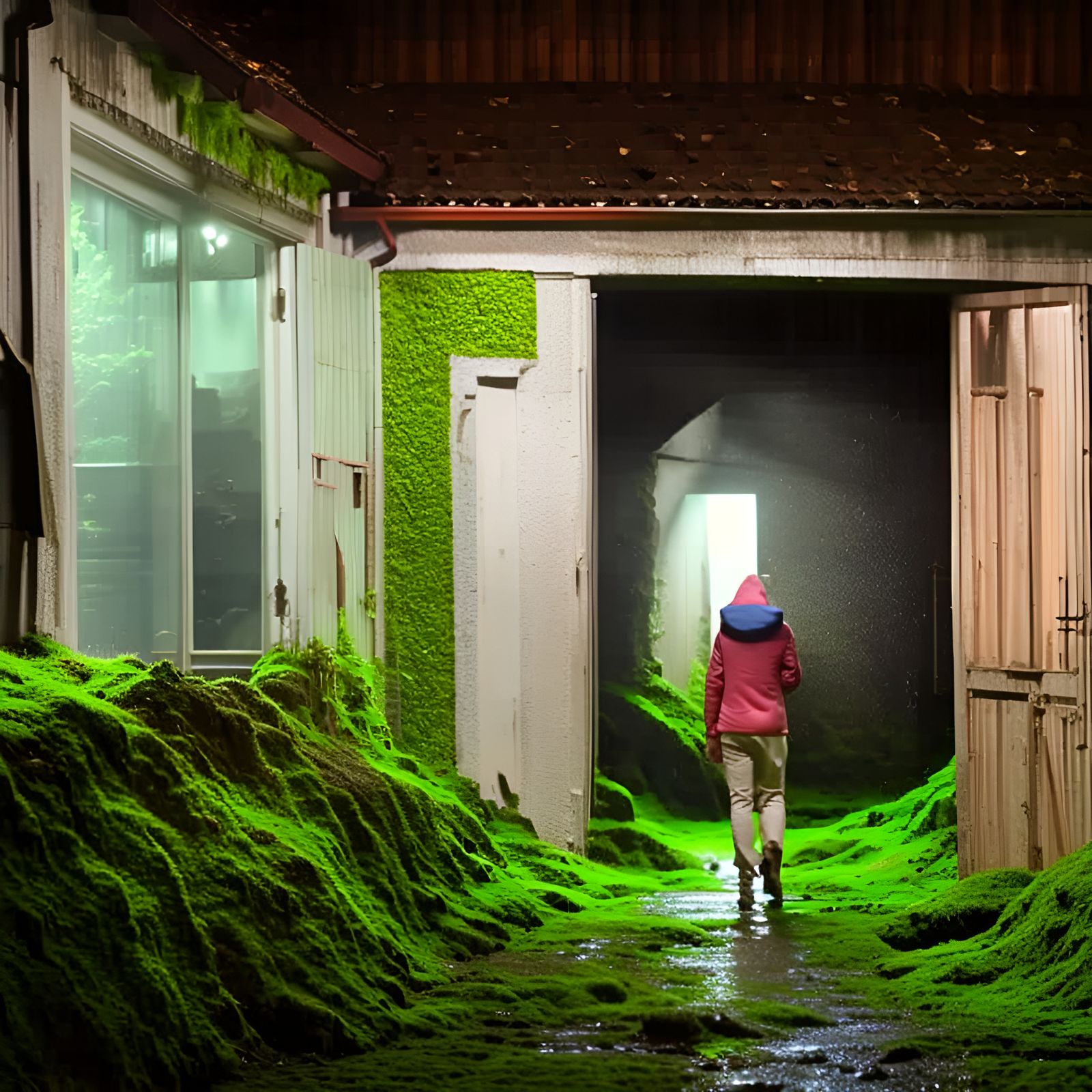 Abandoned House in Rain, Hyperdetailed Digital Art