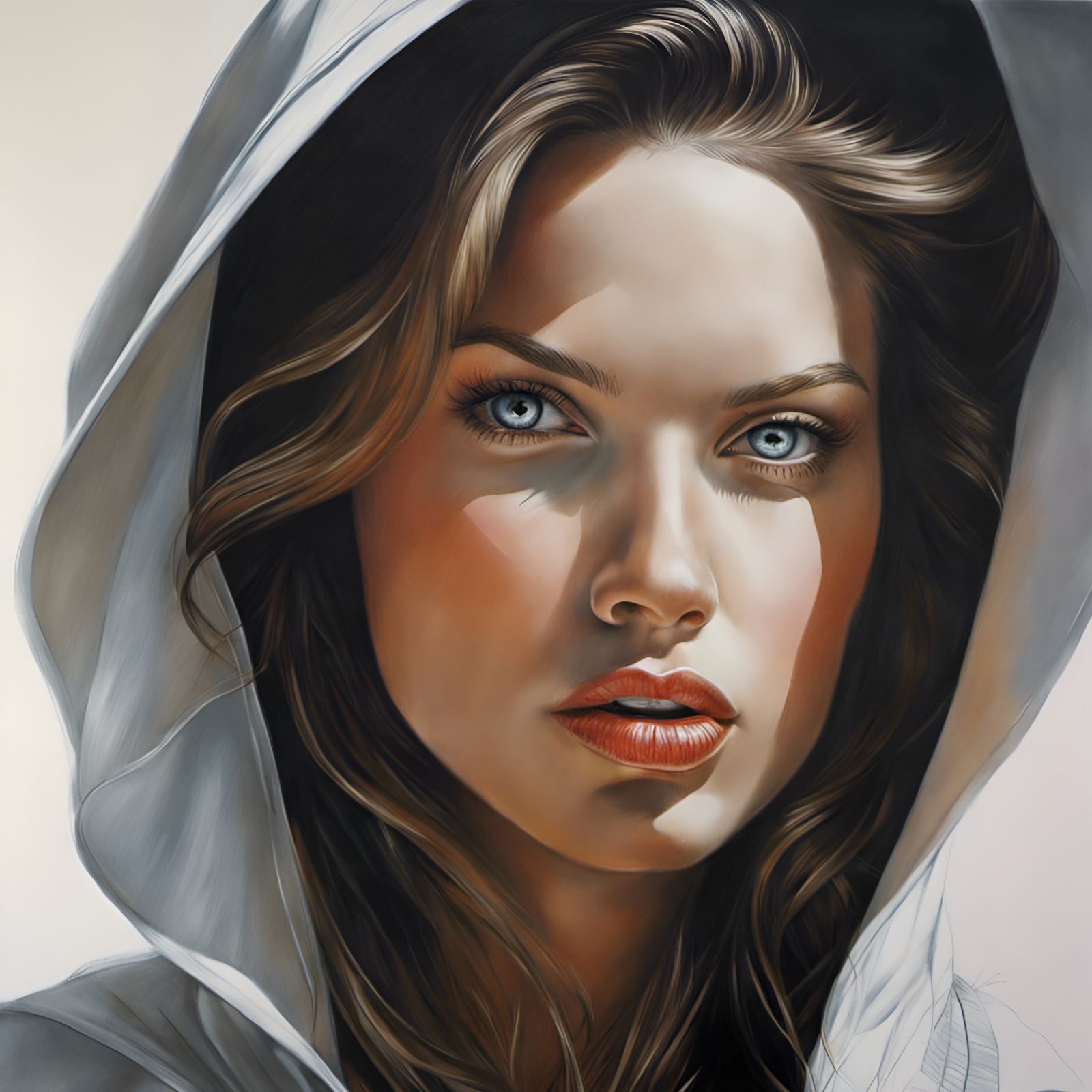 Pencil Drawing Portrait of Pretty Girl