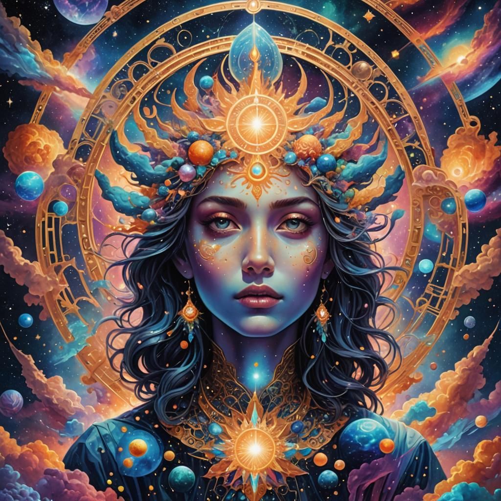 Holographic Cosmic Illustration in Mixed Media