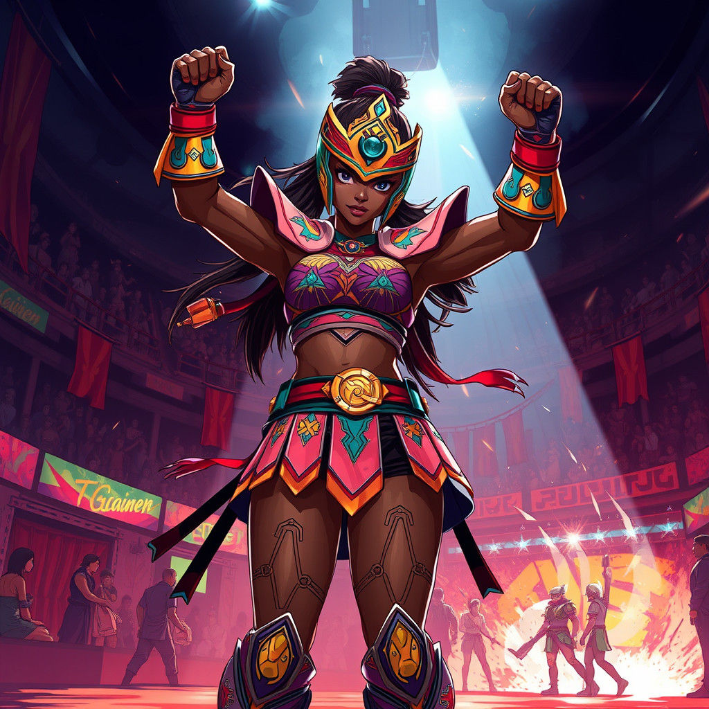 Victorious Gambian Warrior in Anime Fighting Tournament