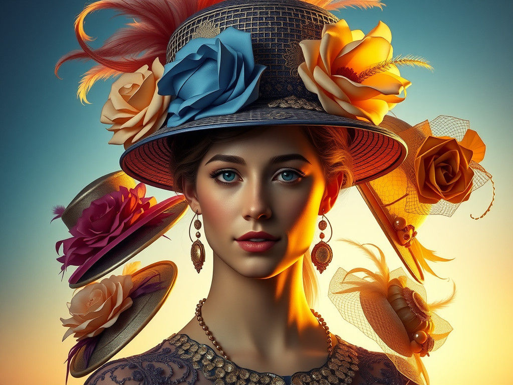 Hat Connoisseur Portrait in Art Nouveau Style