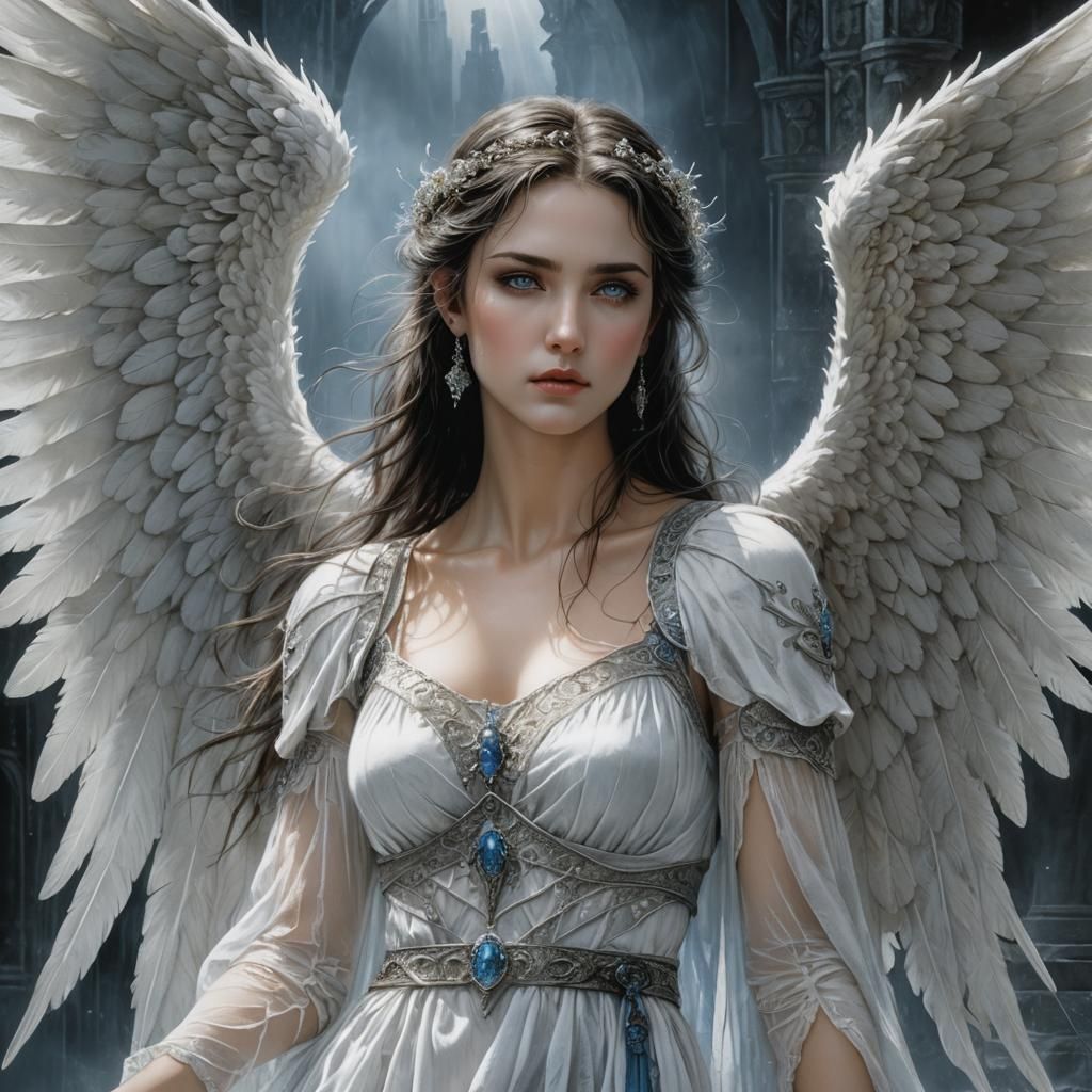 Fantasy Angel Portrait in Luis Royo Style