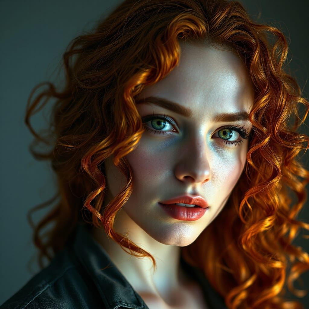 Ethereal Redhead Woman in Vibrant Hyperrealism
