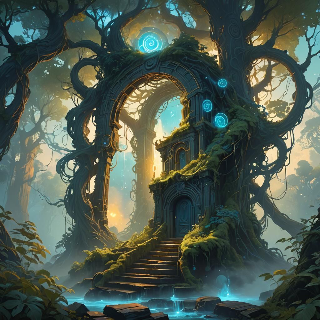 Chalkydri Perched Atop Mystical Portal