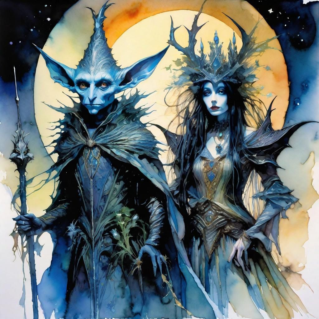 Sunset Portrait in Stylized Watercolor Illustration