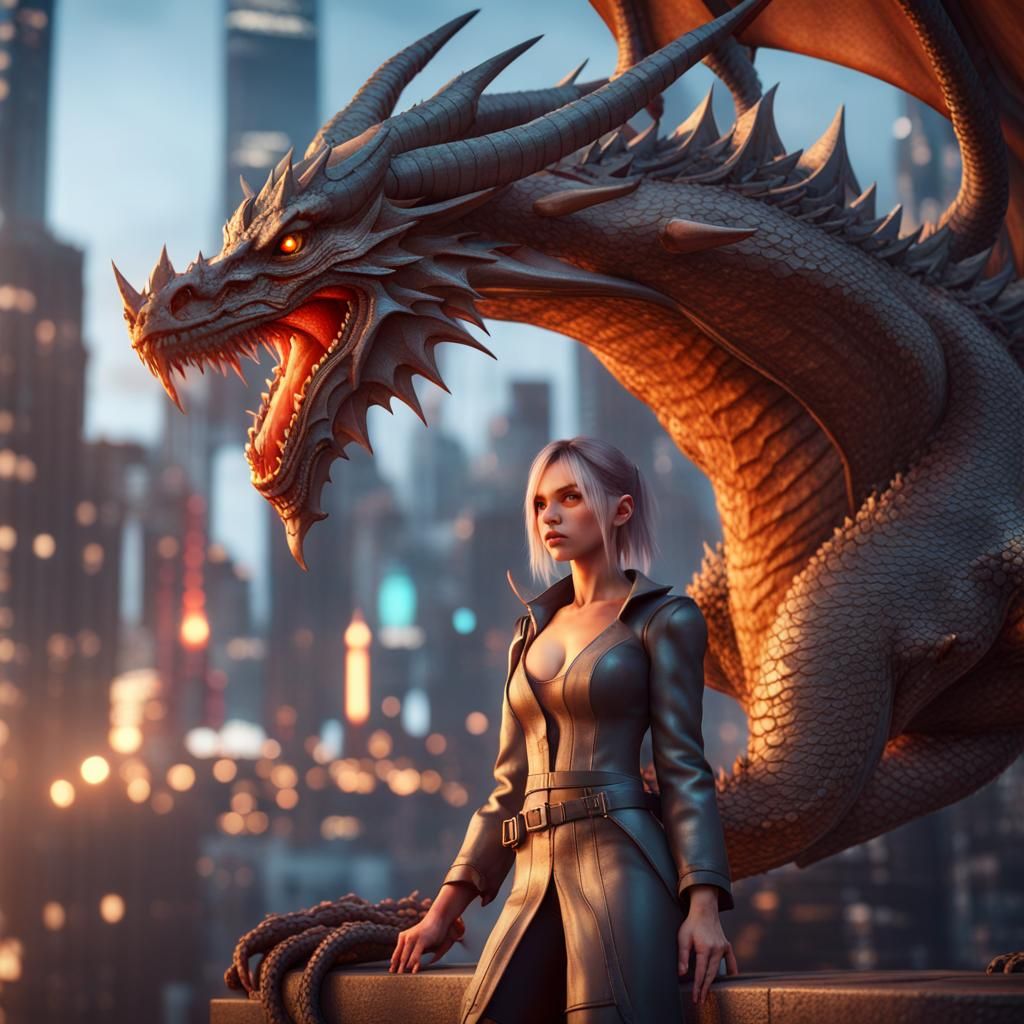 Dragon Girl in Big City: 3D Game Cinematic
