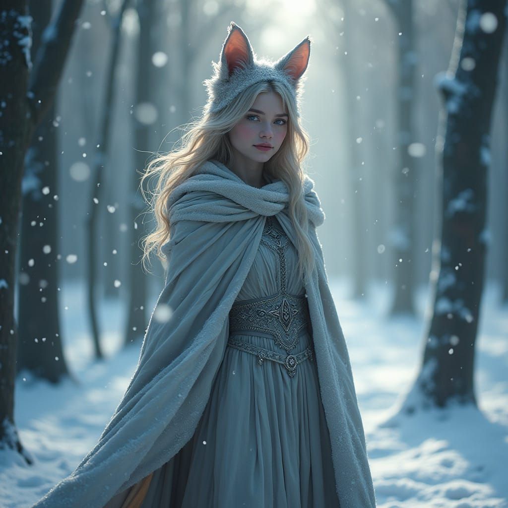 Mystical Woman in Winter Wonderland