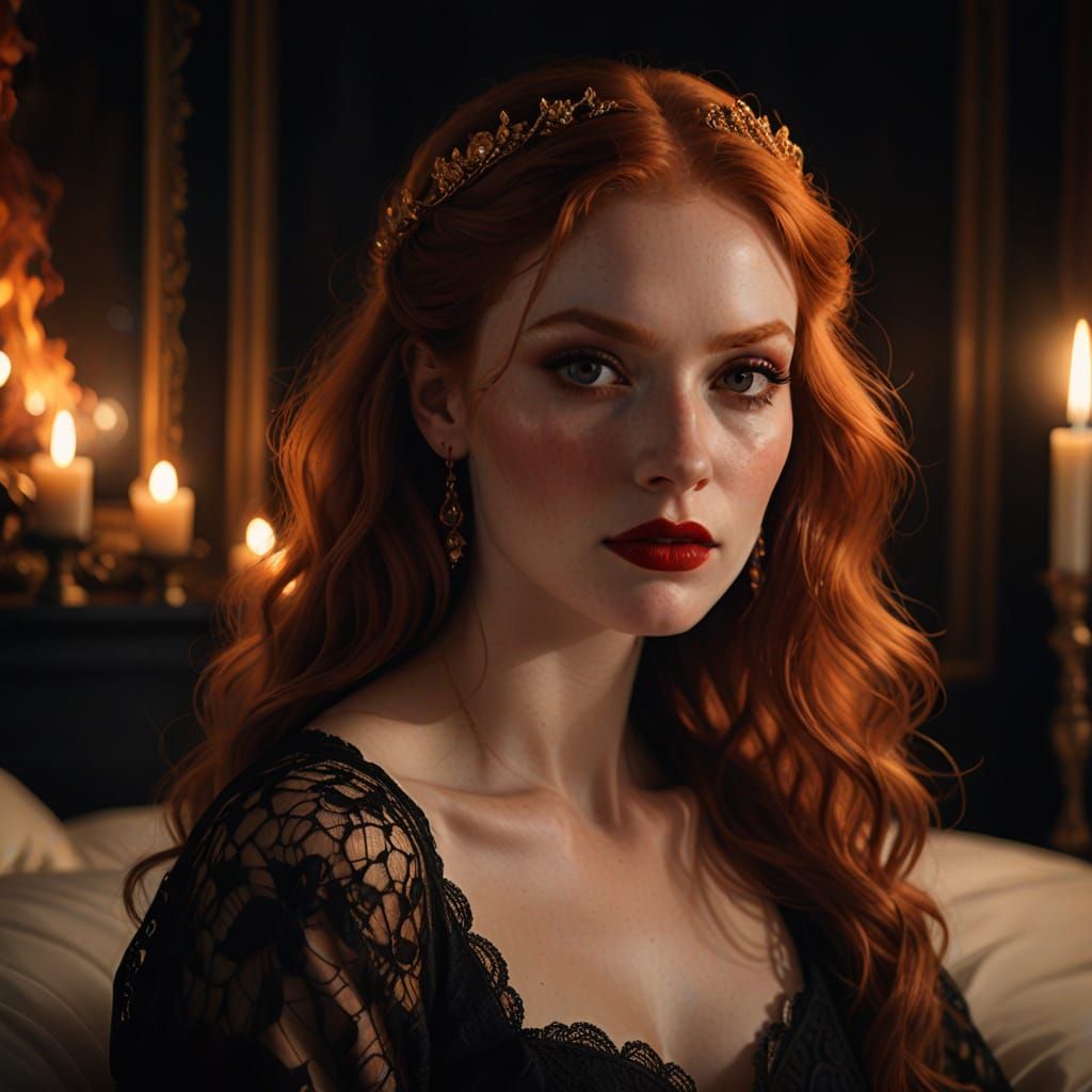 Redhead Model in Dark Romantic Digital Art