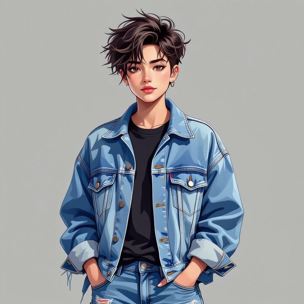 Androgynous Young Person in Digital Painting Style