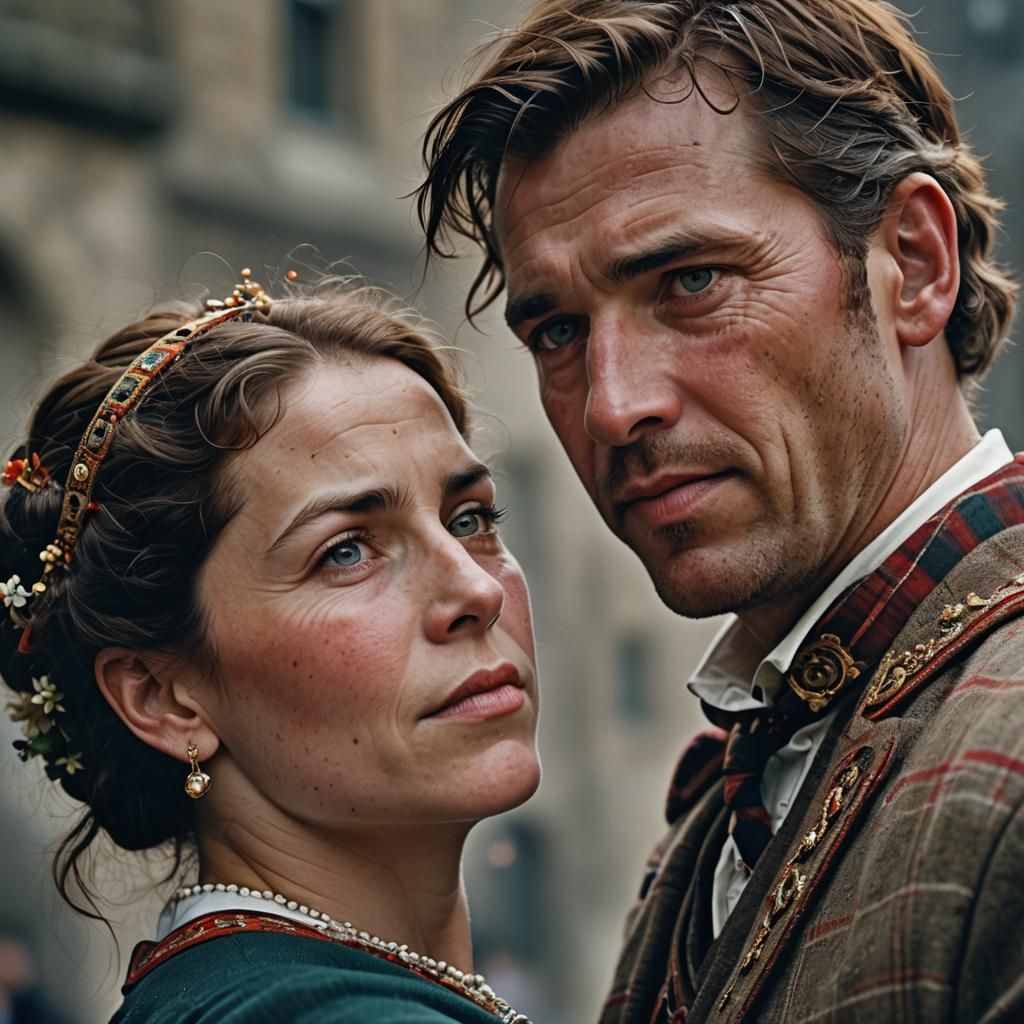 Scottish Couple Dancing: Professional Color Portrait