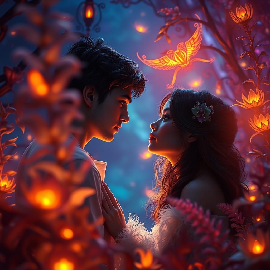 Enchanted Love Confession in Dreamlike Lush Paradise