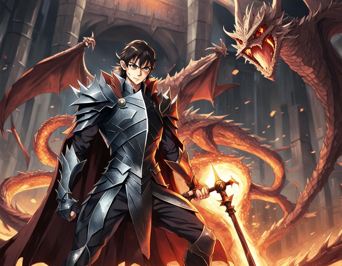 Anime Villain Sauron Swings Mace, Manga Style