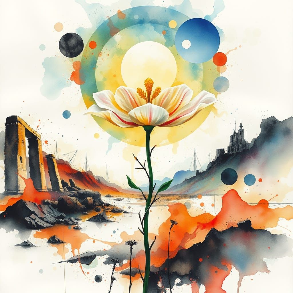 Ethereal Mercury Plant in Abstract Expressionist Style