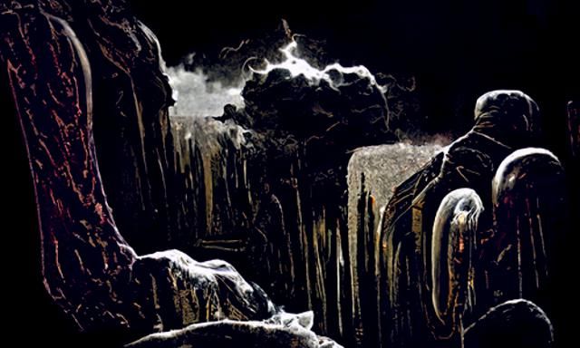 Surreal Candyland Moonscape in Gouache and Oil