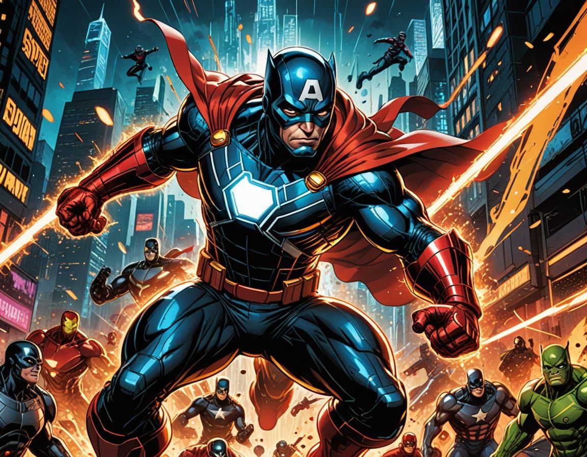 Heroic Figure in Futuristic Action Pose