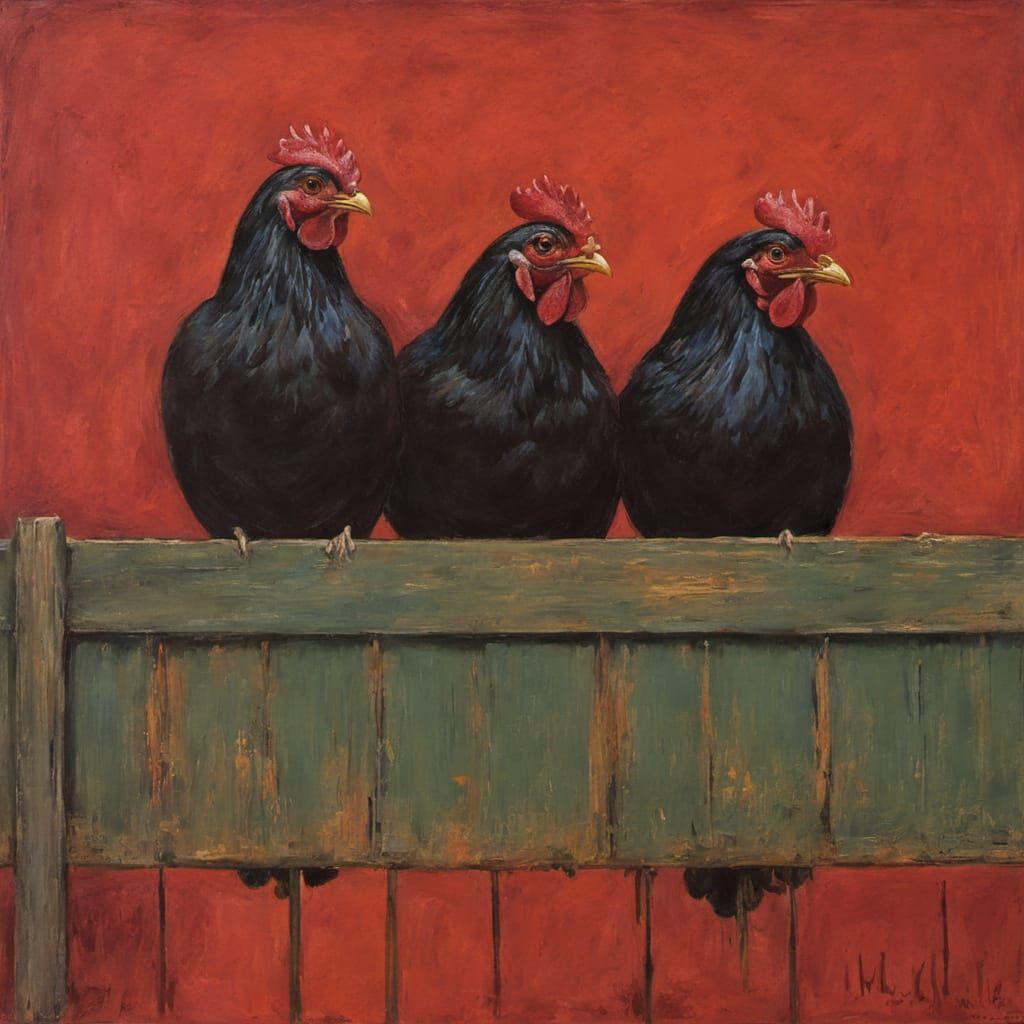 Flock of Birds Perched on a Wooden Fence