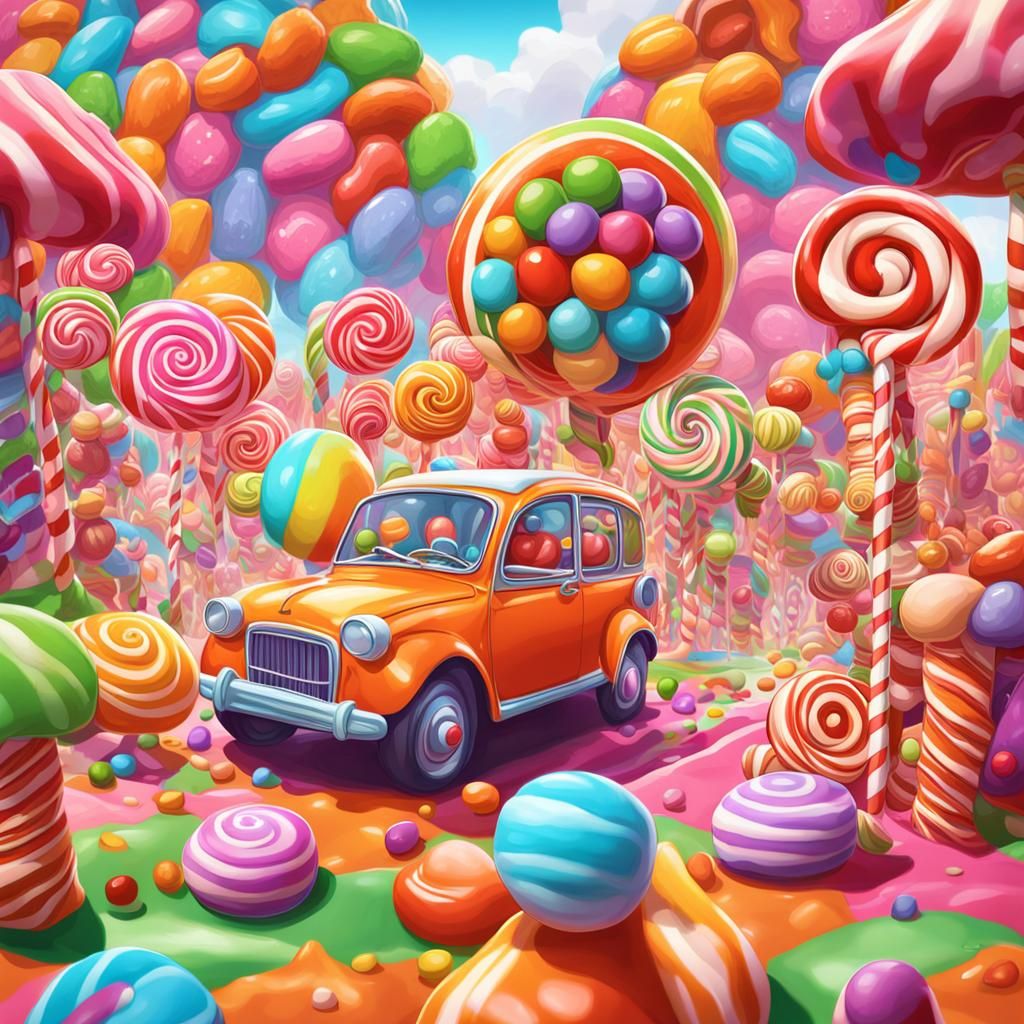 Whimsical Oompa Loompa in Candyland Art Style