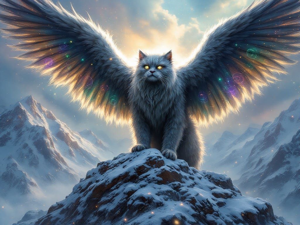 Majestic Flying Cat of the Celestial Realm