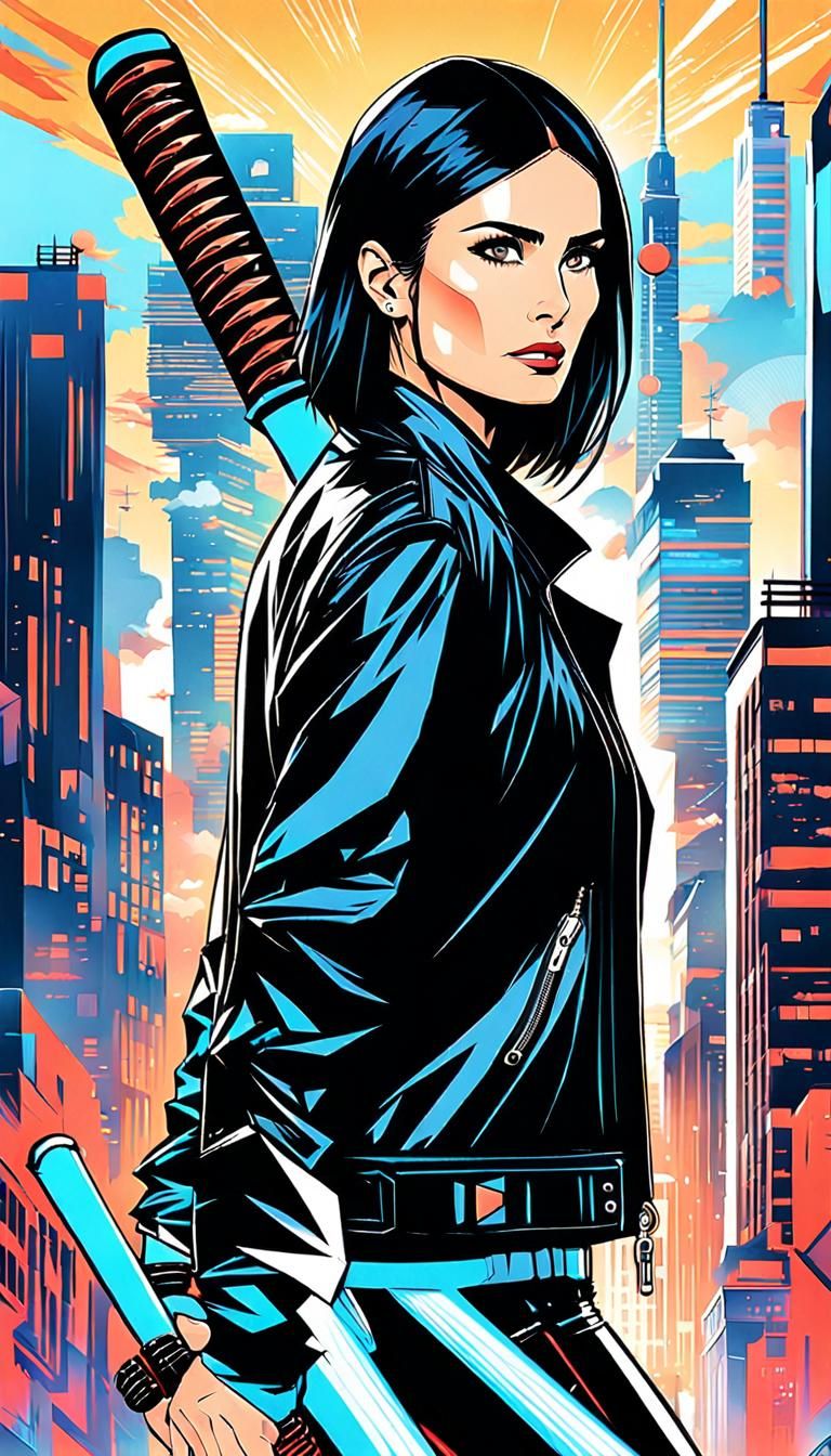 Anime Demi Moore as Futuristic Biker