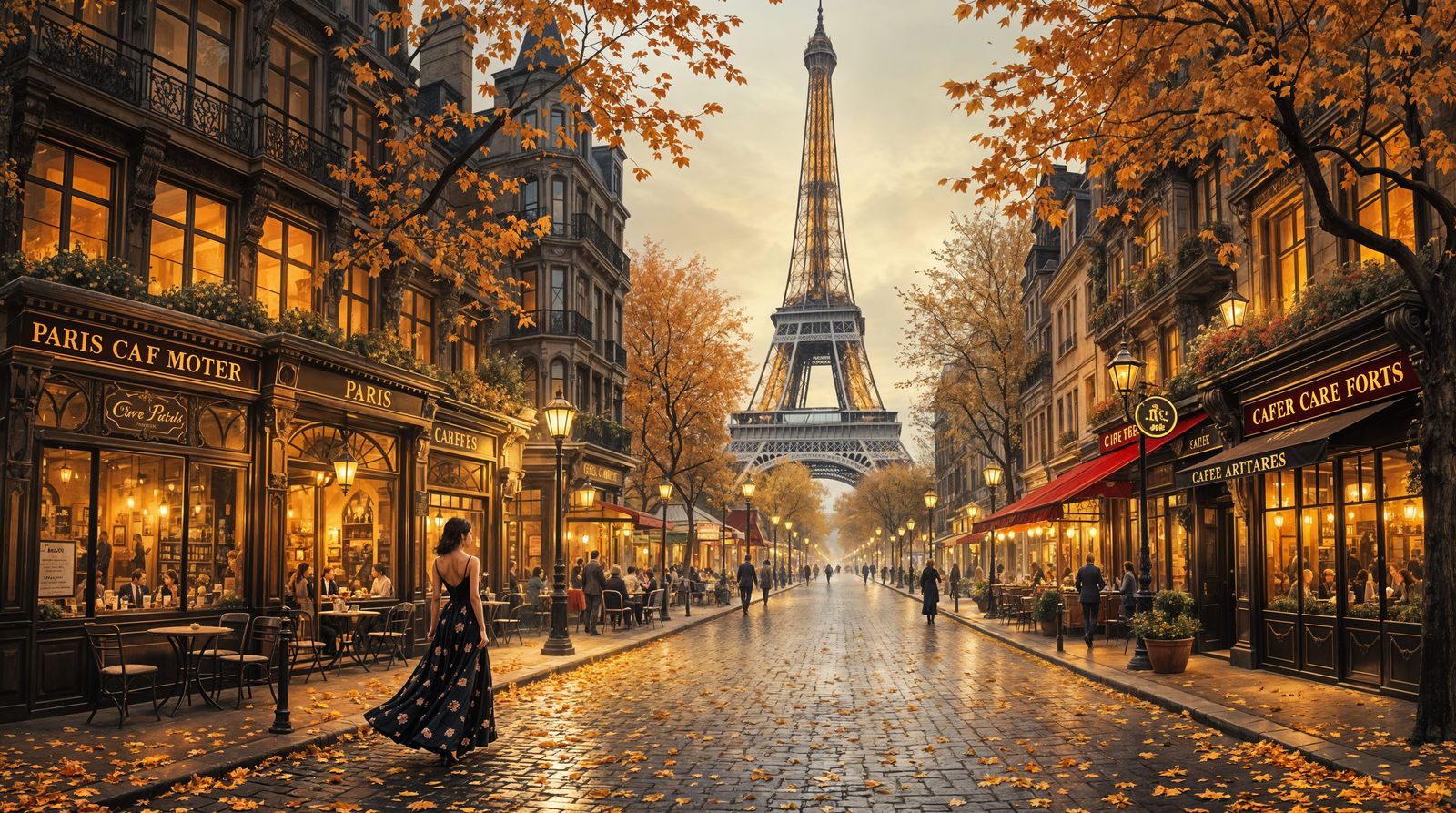 Golden Autumn Nights in Parisian Montmartre