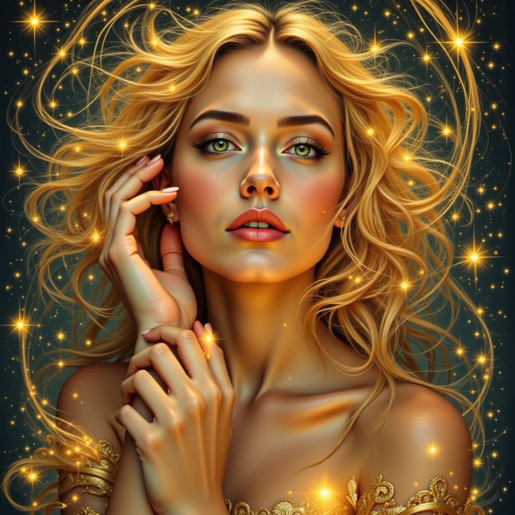 Ethereal Morning Goddess in Art Nouveau Style