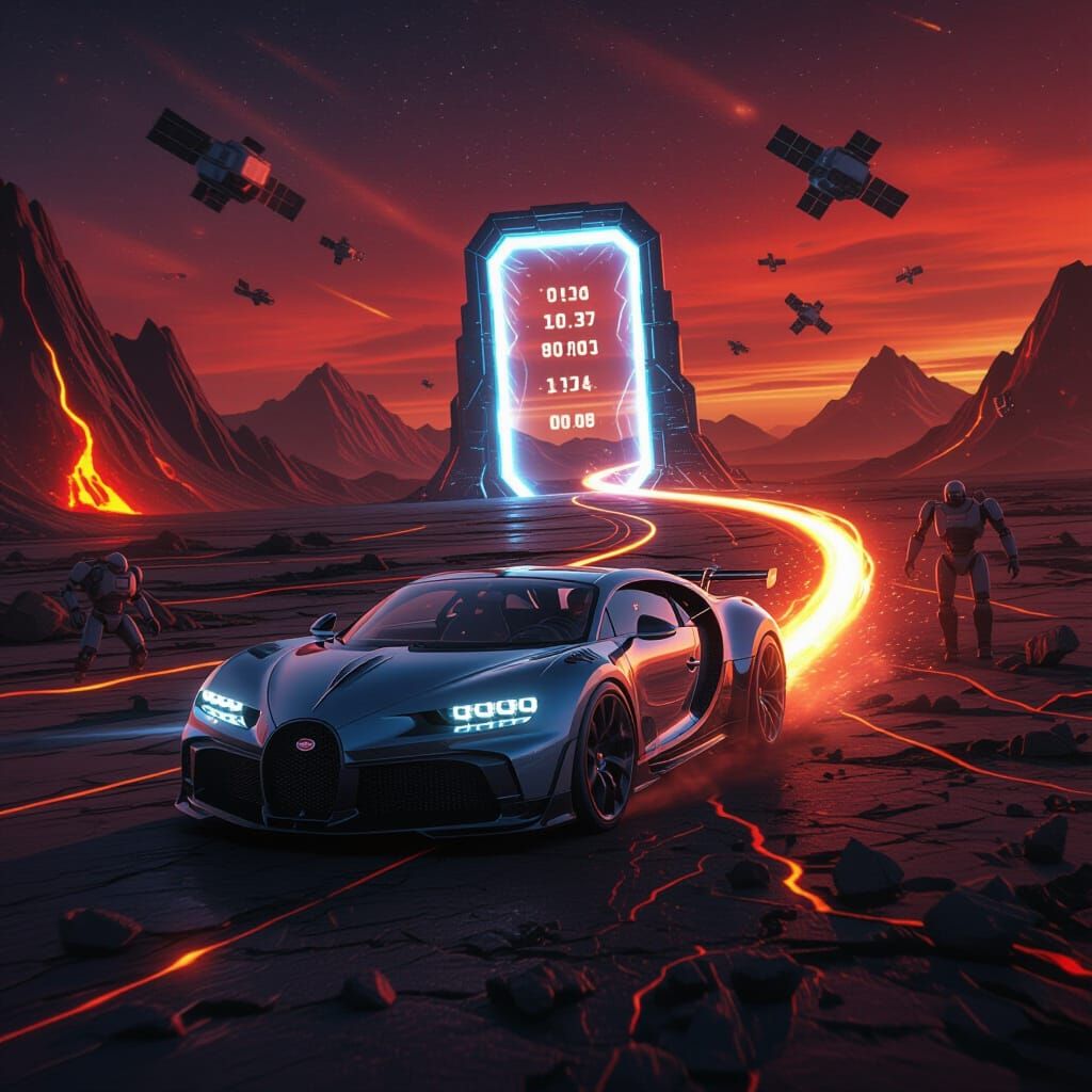 Bugatti Races Across Crumbling Alien World