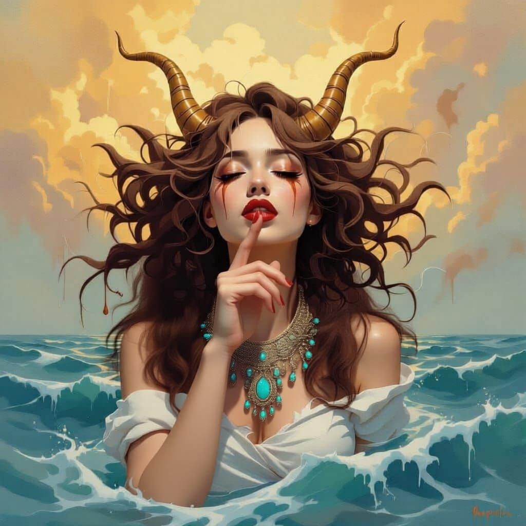 Spectral Figure in Tempestuous Sky as Dark Fantasy Art