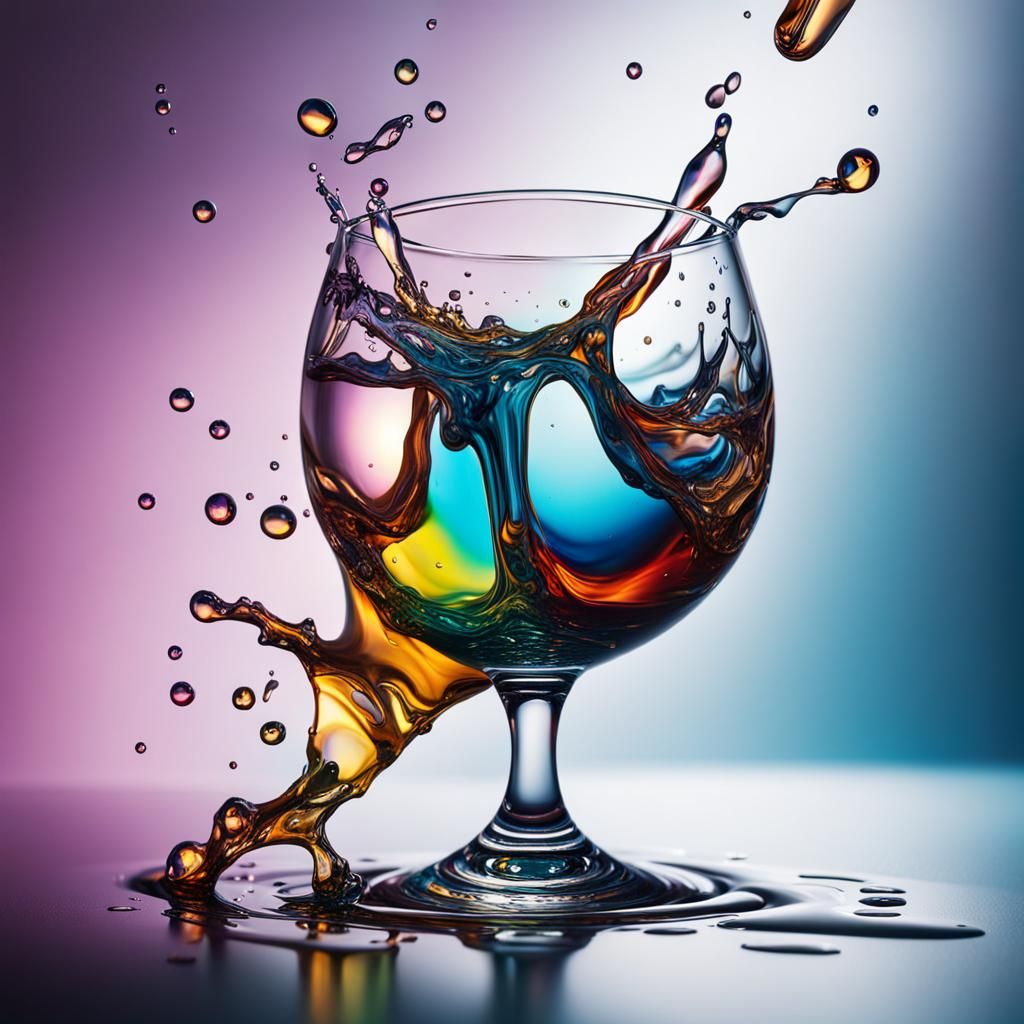 Hyperrealistic Drop Plunges into Glass: Splash Art